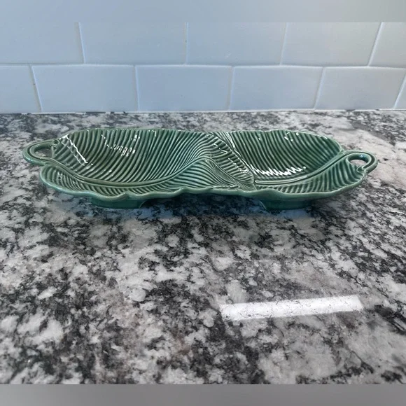 Williams Sonoma Banana Leaf Double Serve RARE Tray Dip NWT Bordallo Pinheiro